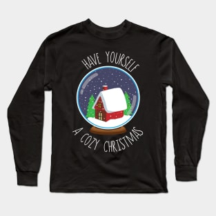 Cozy Cabin Christmas Snowglobe Design Long Sleeve T-Shirt